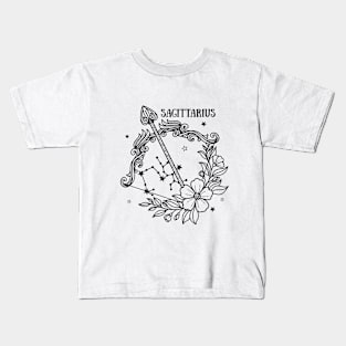 Sagittarius Zodiac Sign Floral Kids T-Shirt